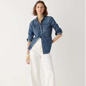 NWT J. Crew petite slim-fit chambray denim shirt Sz 8P